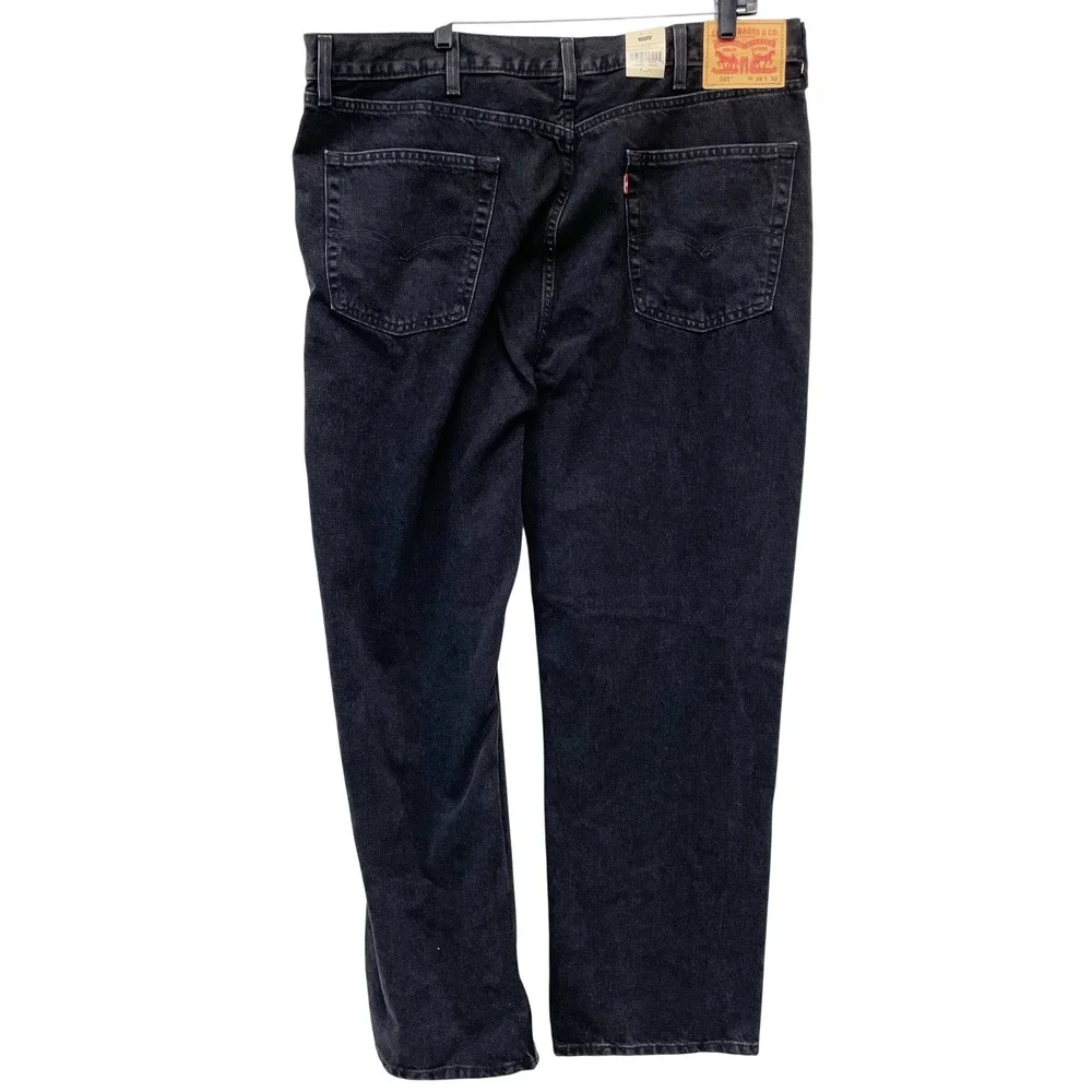 Levi's Men's Black 565 Loose Straight Denim Jeans Size 38 x 32